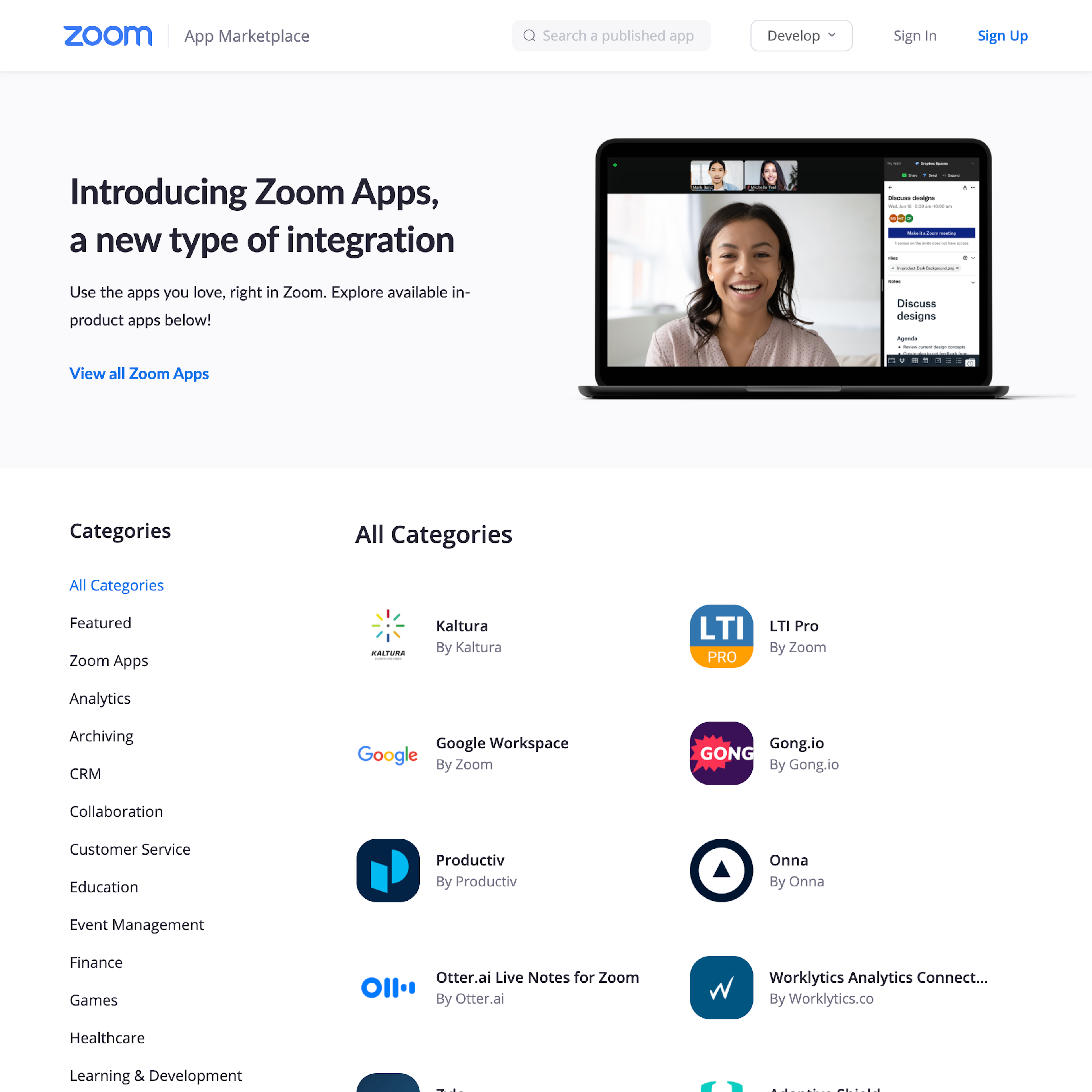 Desktop screenshot of Zoom