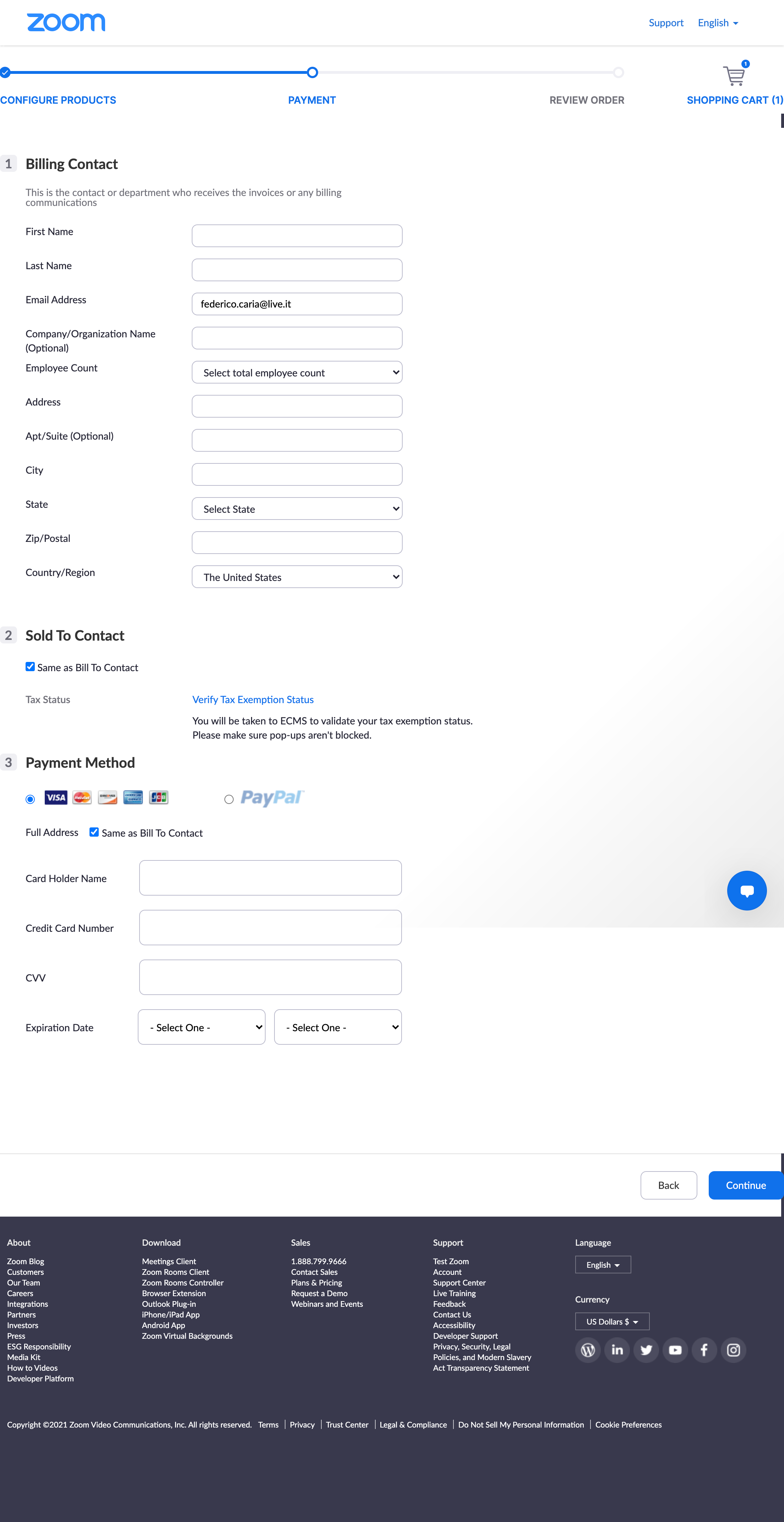 Zoom’s Billing Address – 182 of 556 Billing Address Examples – Baymard ...