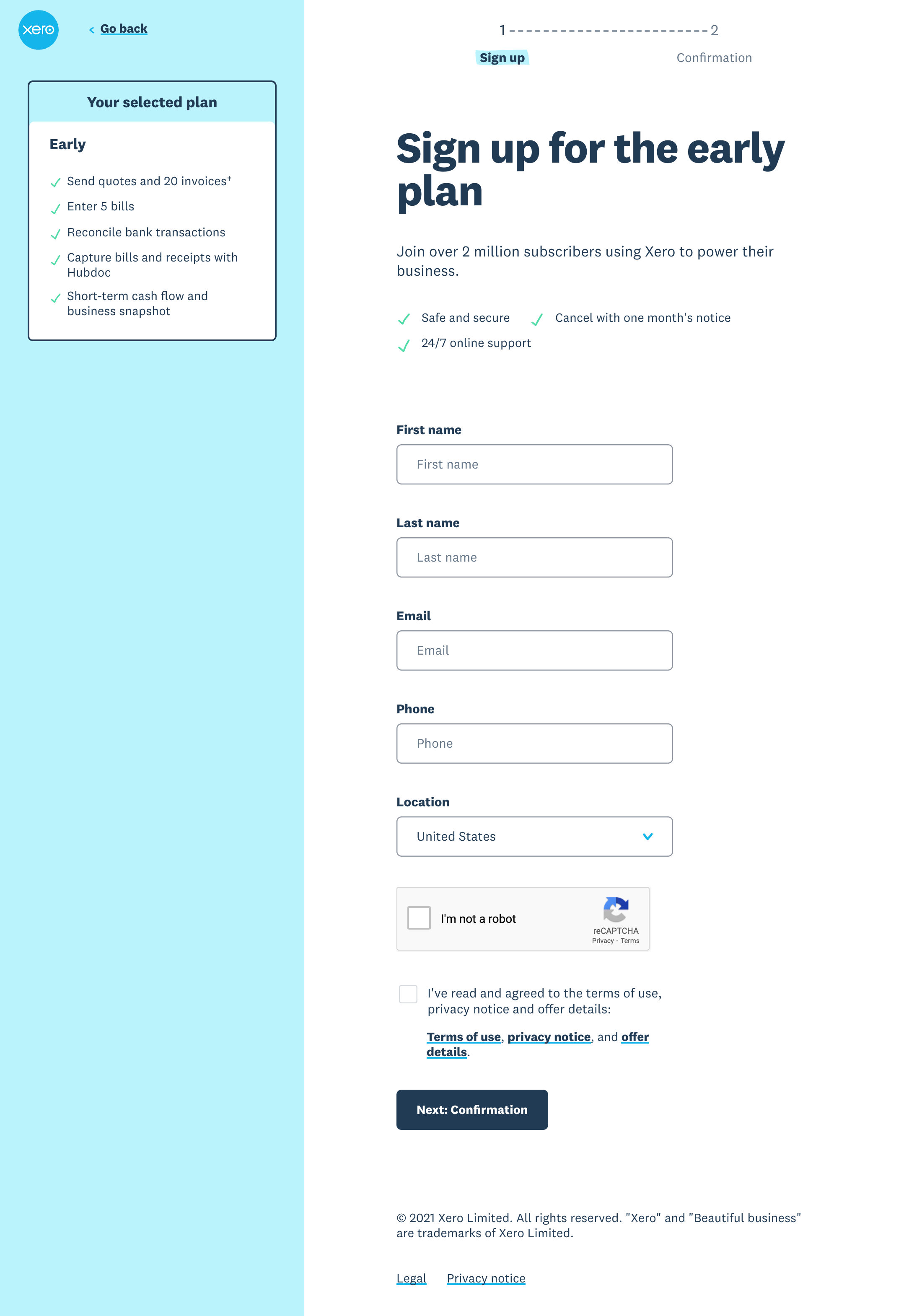Desktop screenshot of Xero