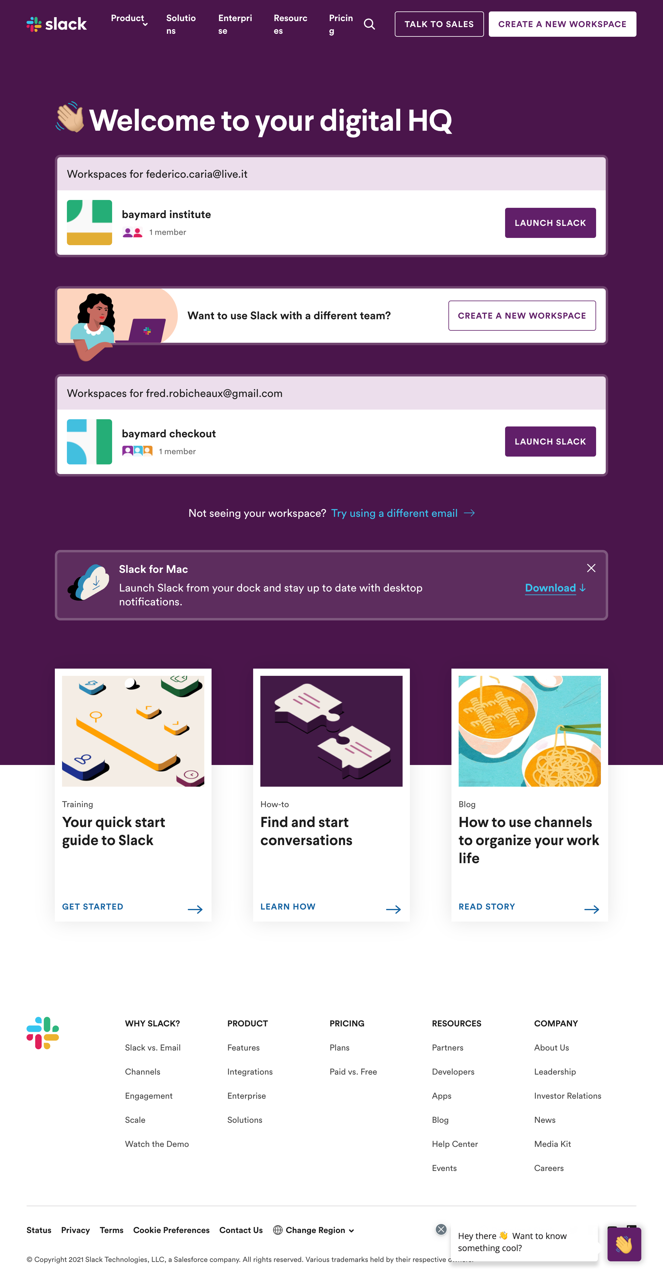 Desktop screenshot of Slack