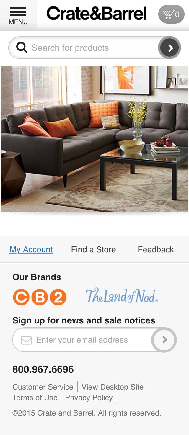 Mobile screenshot of Crate & Barrel