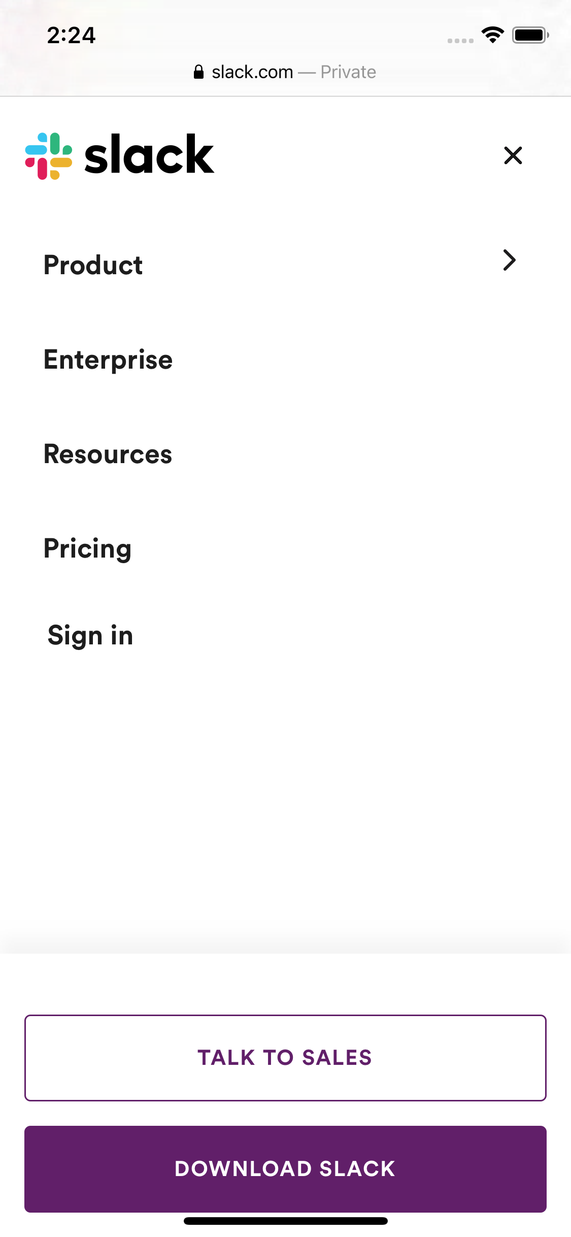 Mobile screenshot of Slack