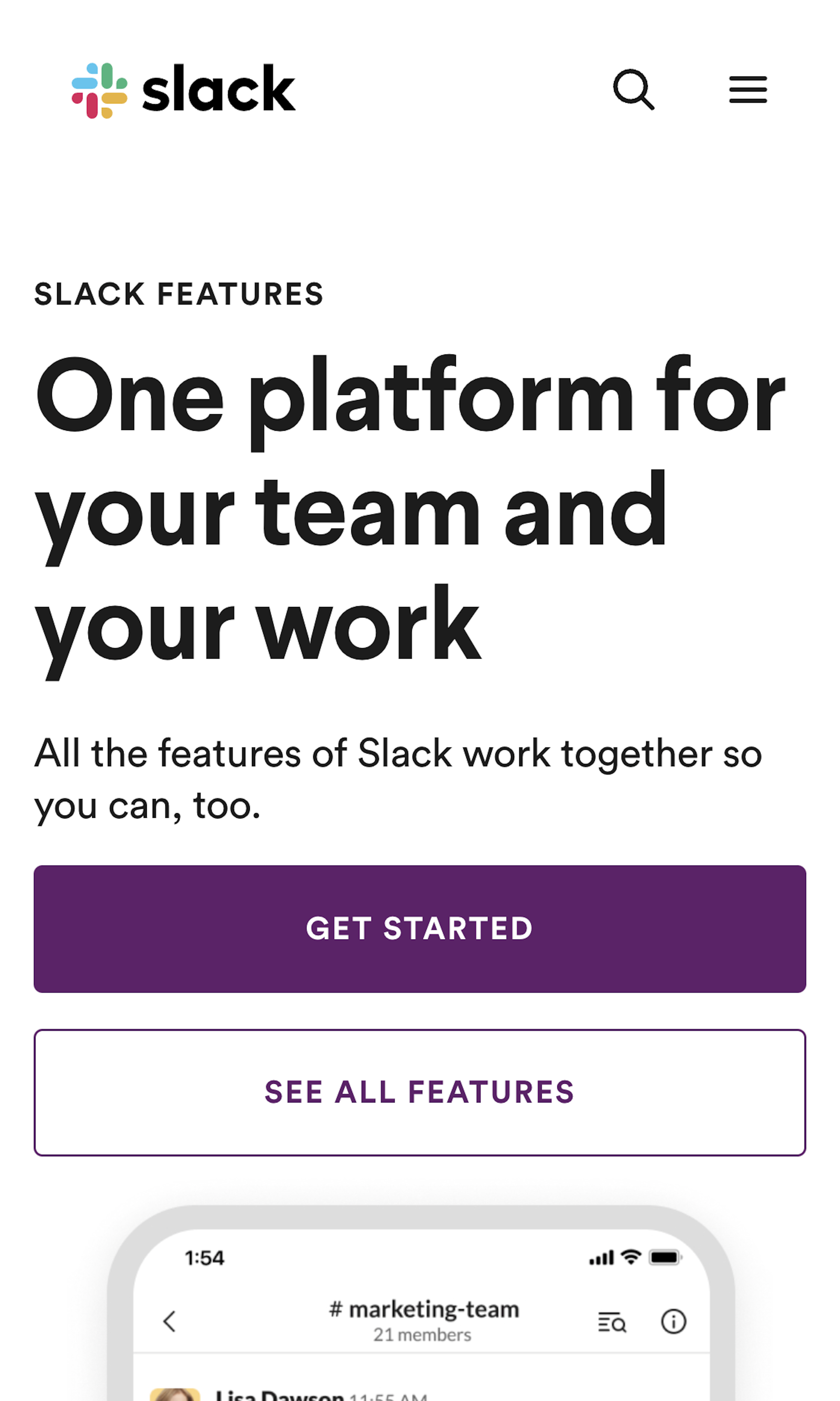Mobile screenshot of Slack