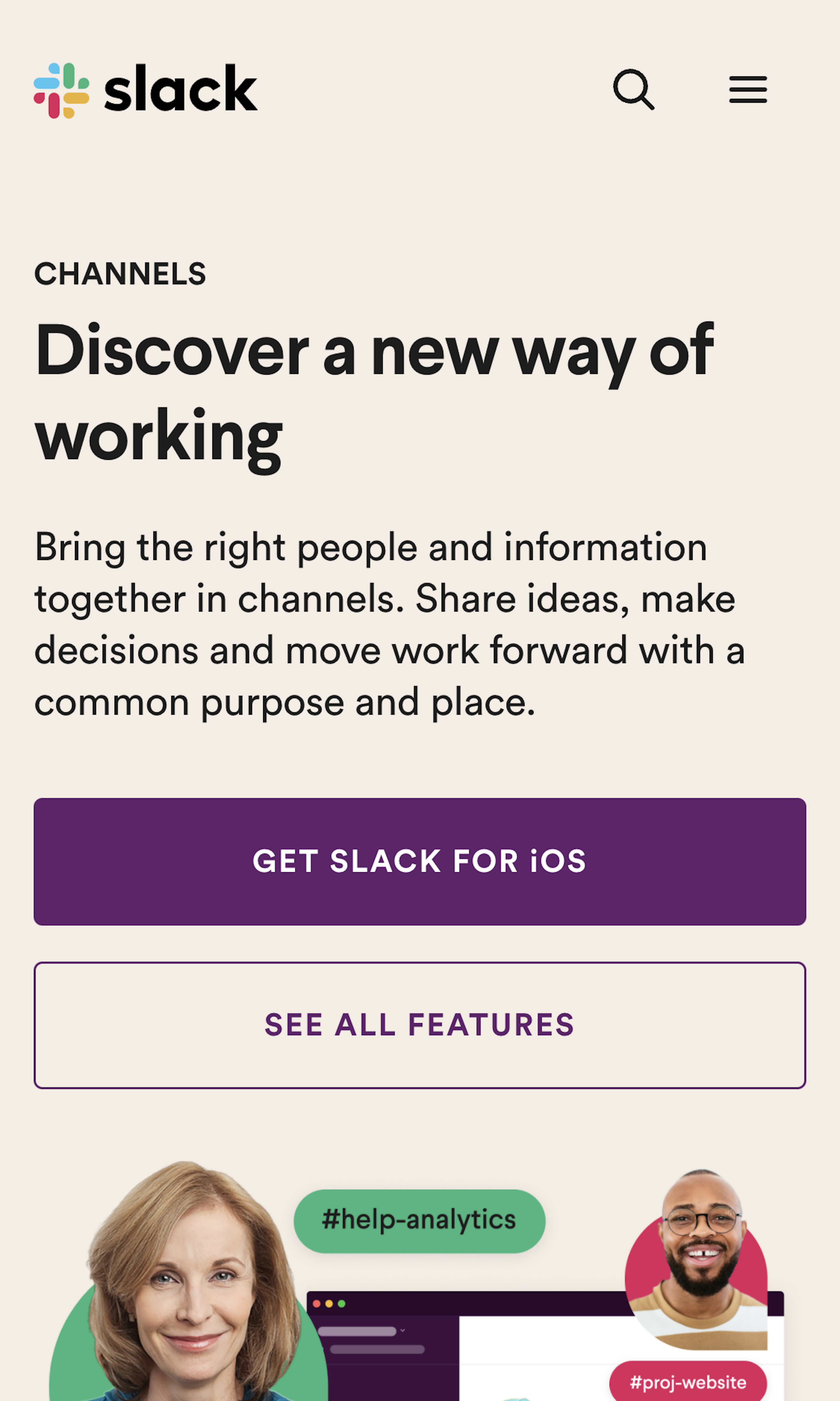 Mobile screenshot of Slack