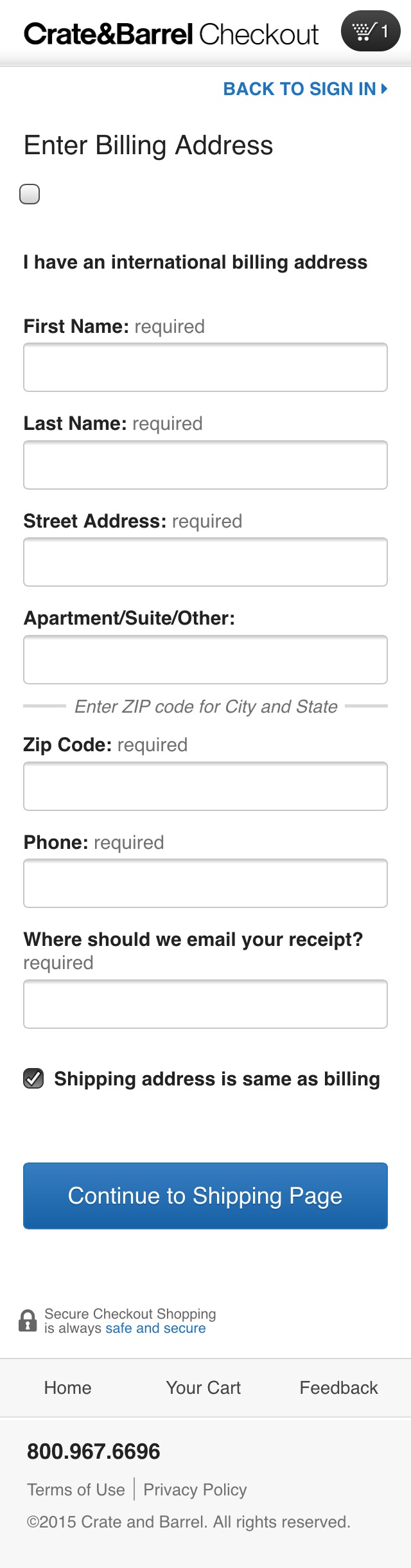 Mobile screenshot of Crate & Barrel