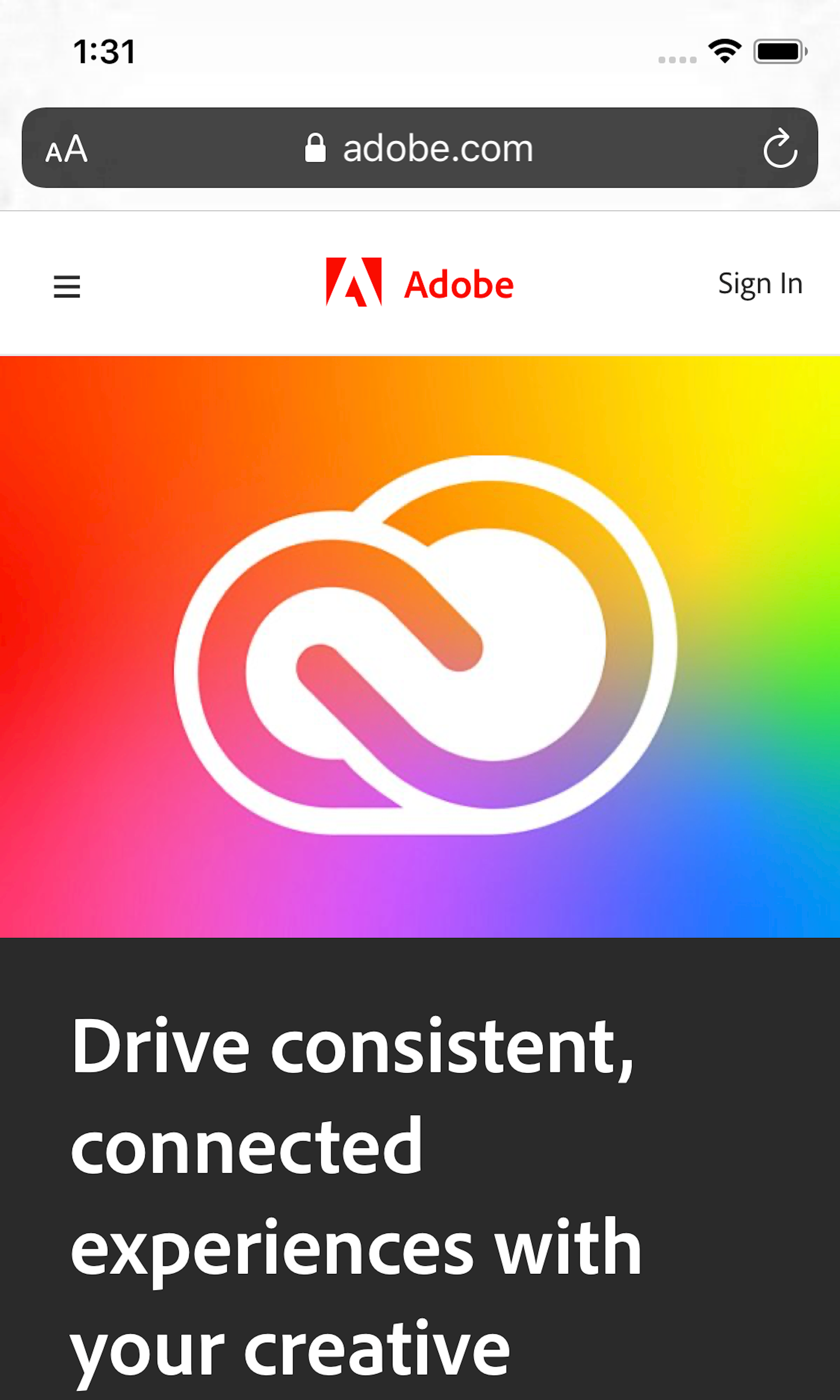 Mobile screenshot of Adobe