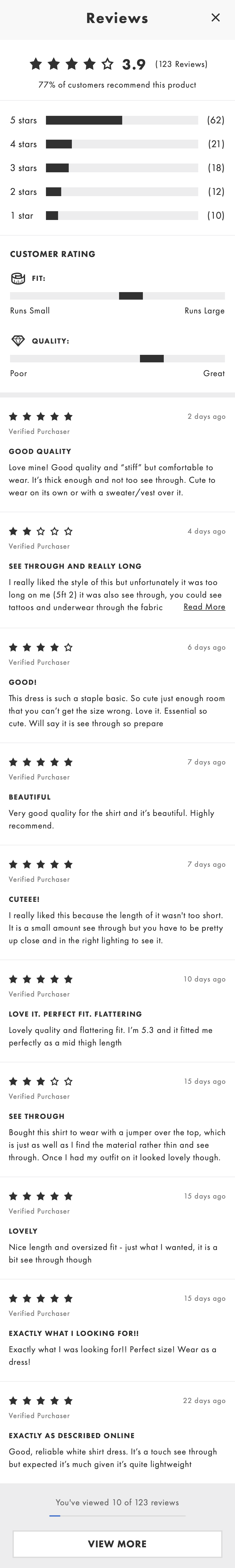 ASOS’ Mobile User Reviews Section 207 of 403 User Reviews Section