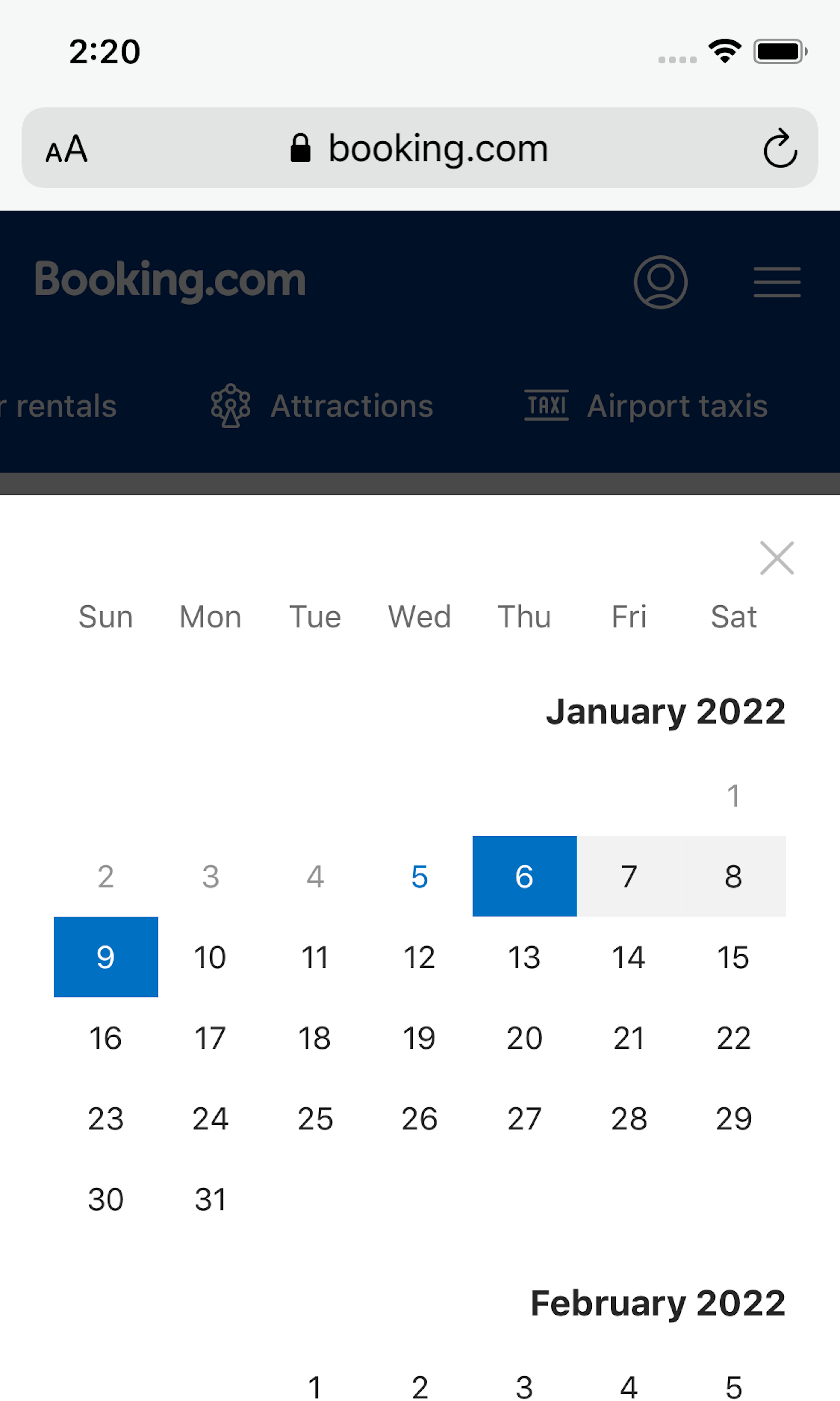 Mobile screenshot of Booking.com