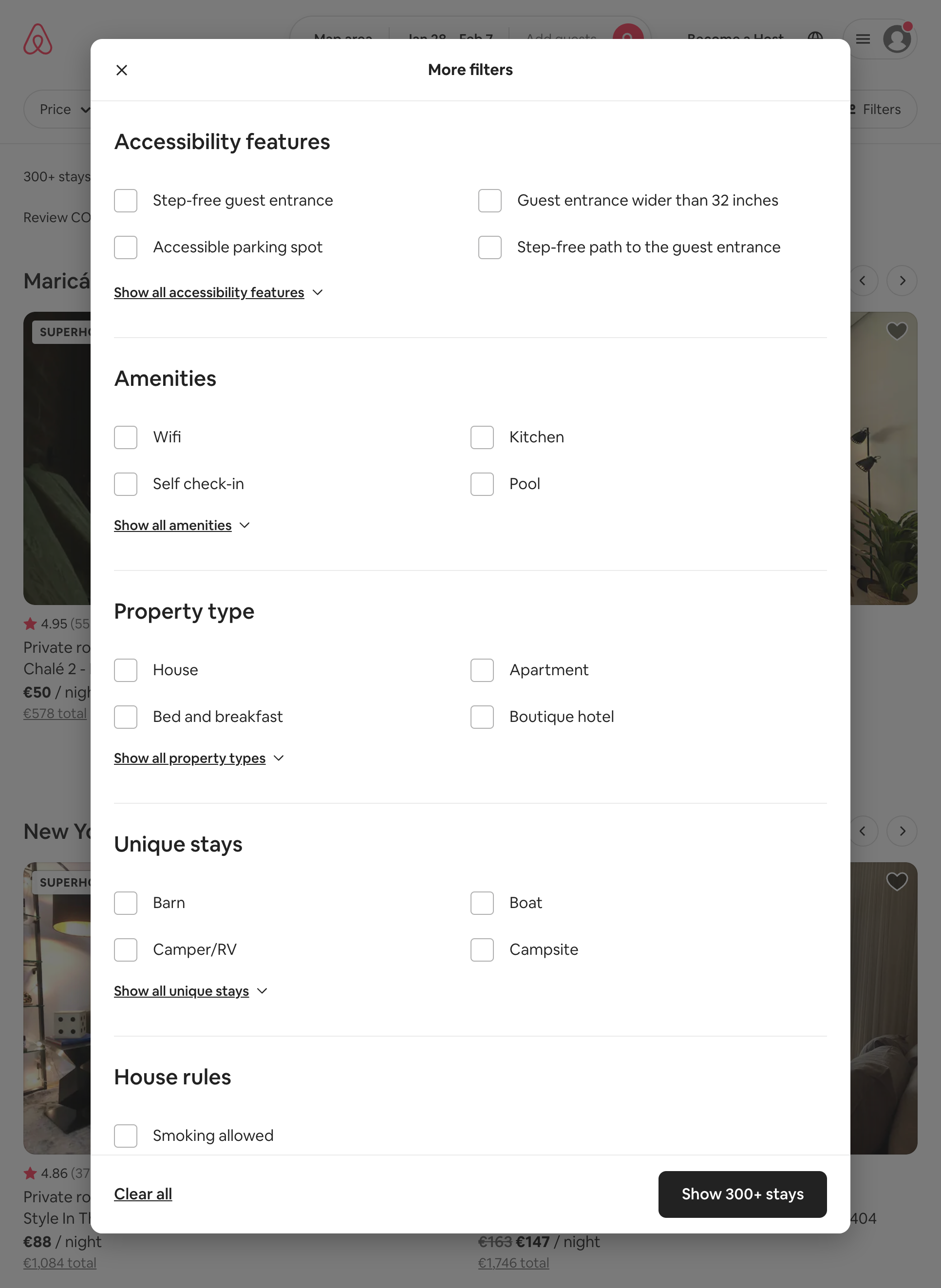 Airbnb’s Filtering Options 436 of 630 Filtering Options Examples