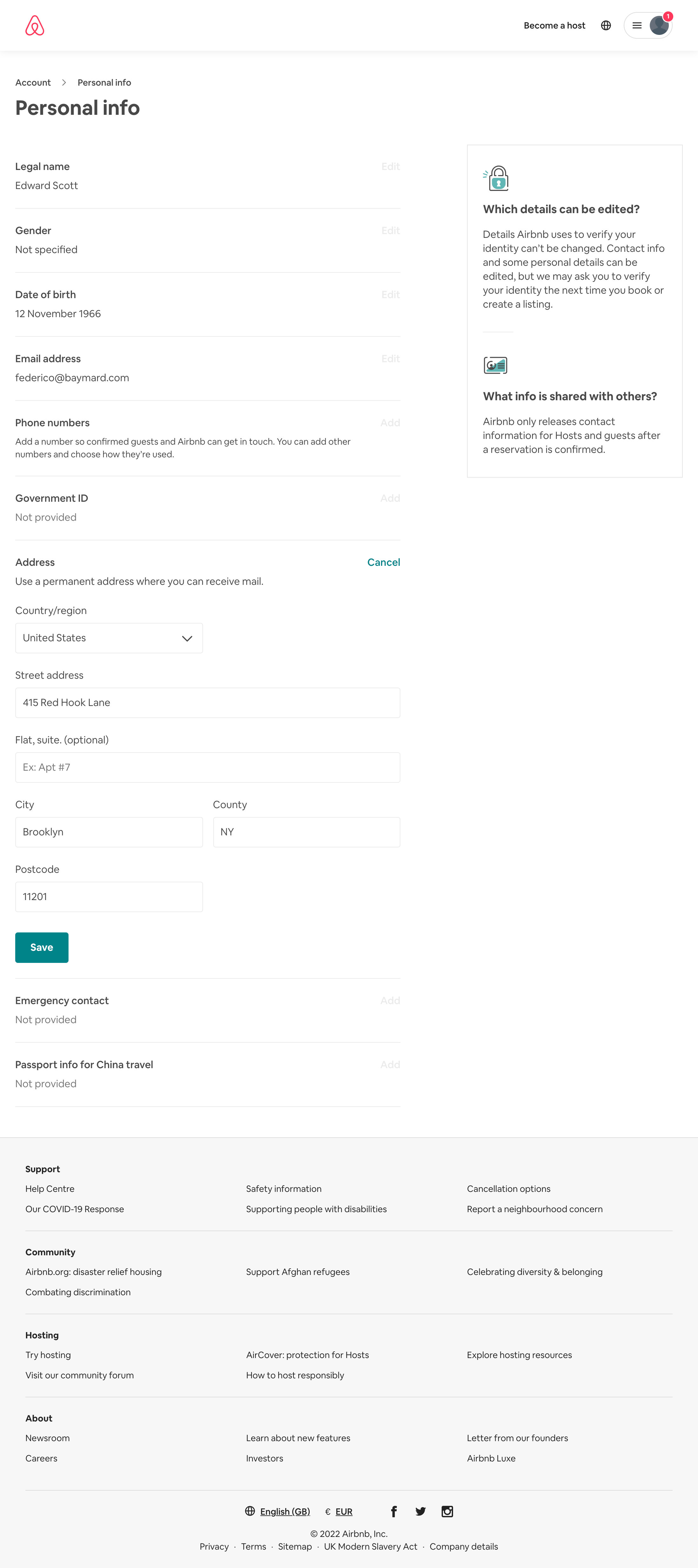 Airbnb’s Address Book 311 of 371 Address Book Examples Baymard