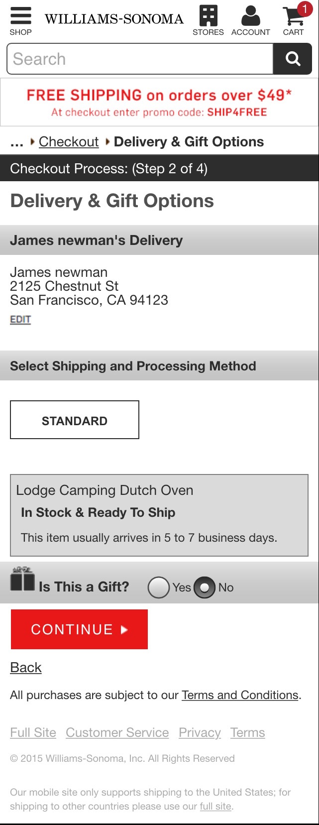 Williams Sonoma’s Mobile Delivery & Shipping Methods 535 of 656