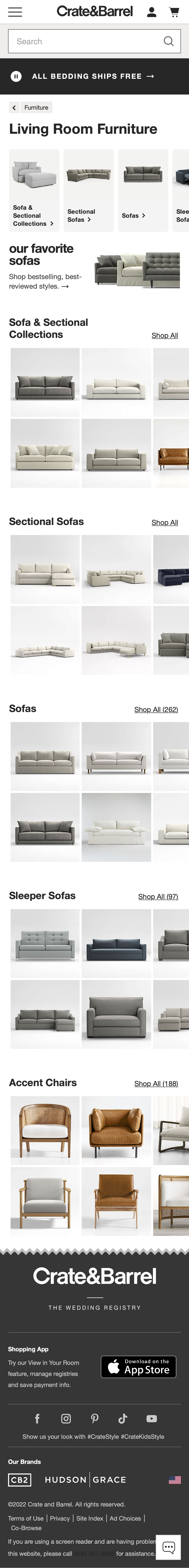 Mobile screenshot of Crate & Barrel