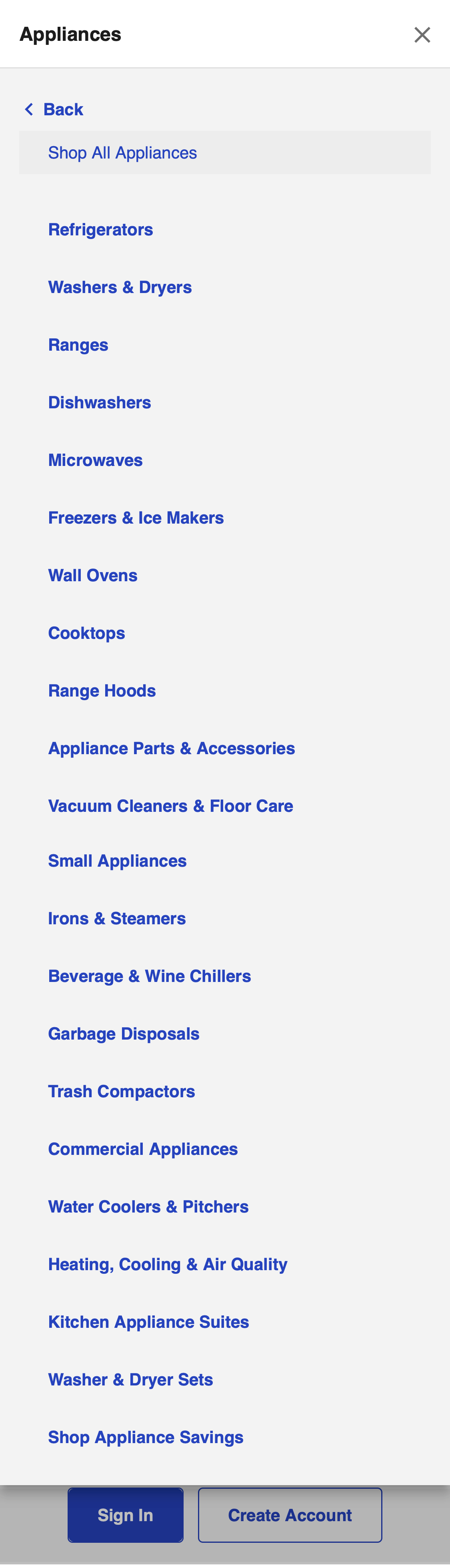 Mobile screenshot of Lowe’s