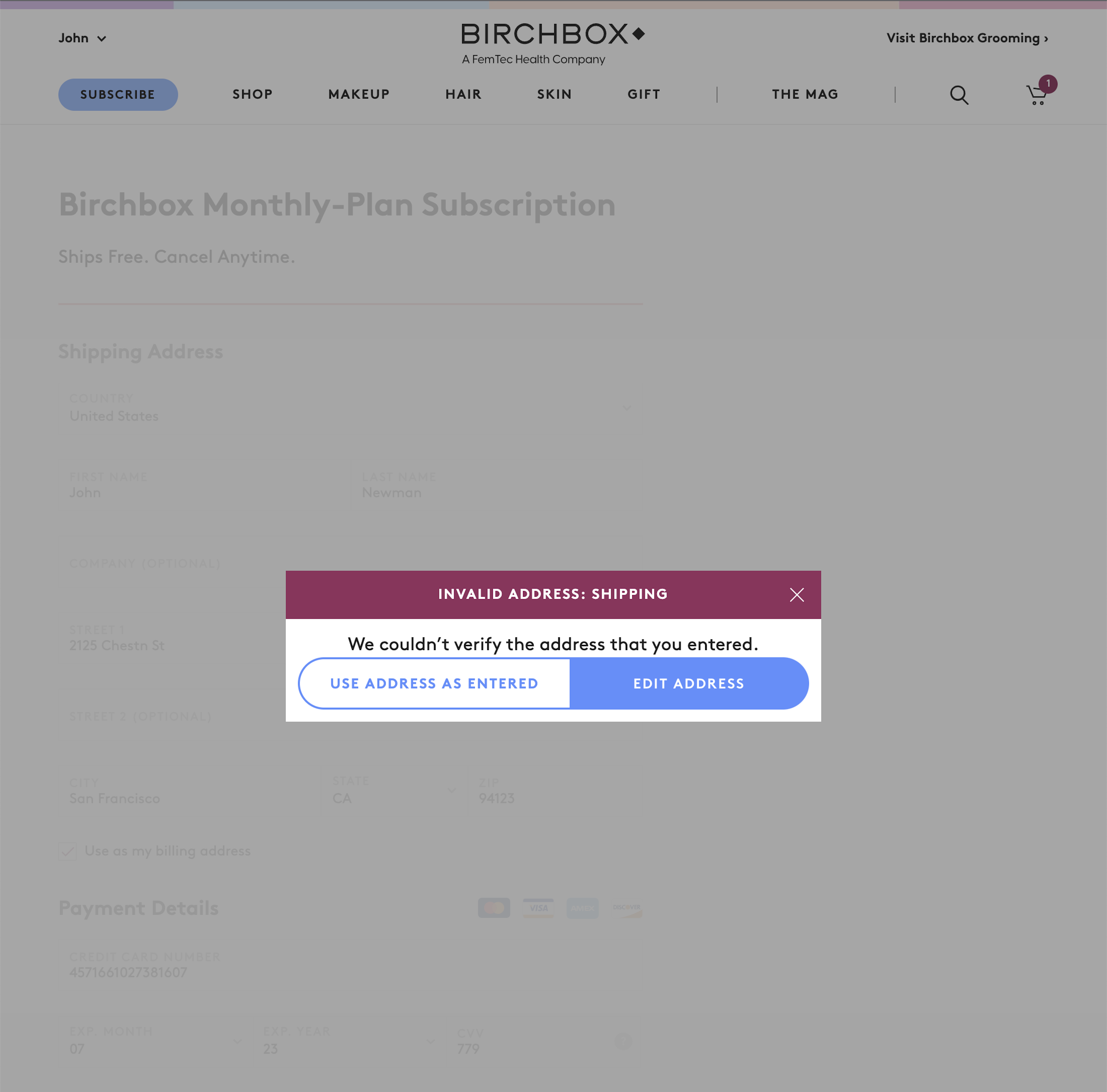 Desktop screenshot of Birchbox