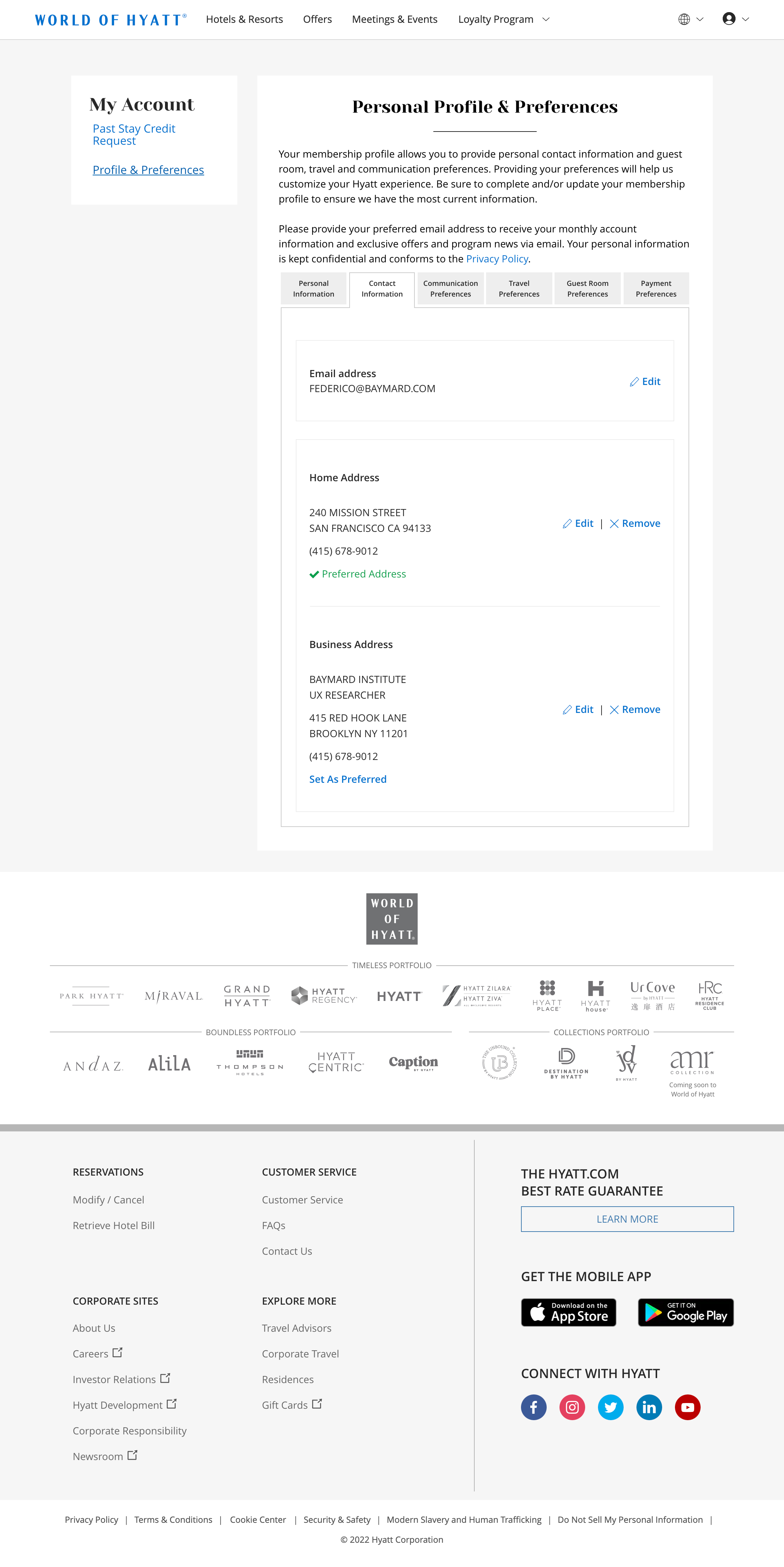 Hyatt’s Address Book 313 of 371 Address Book Examples Baymard Institute