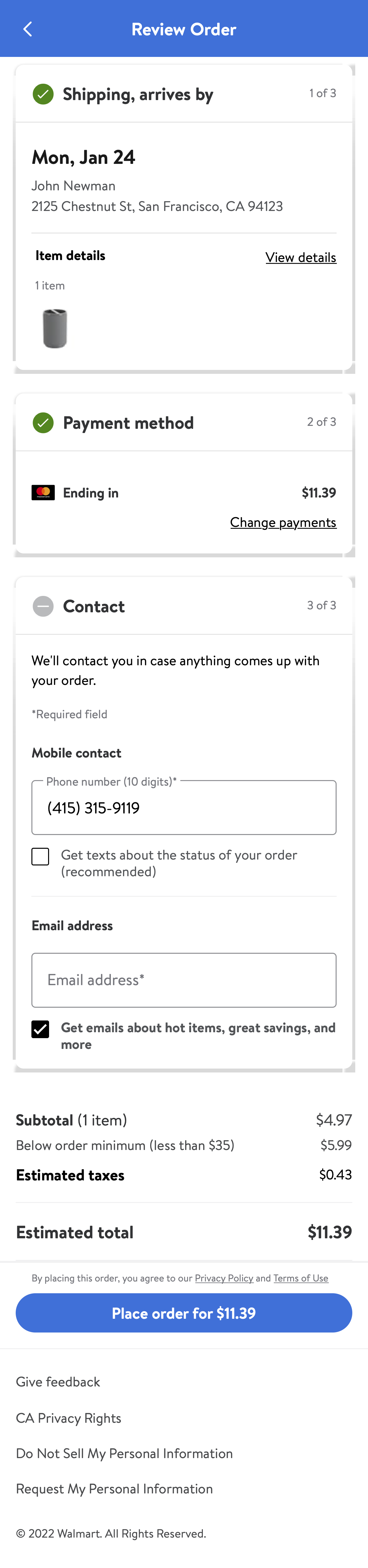 Mobile screenshot of Walmart