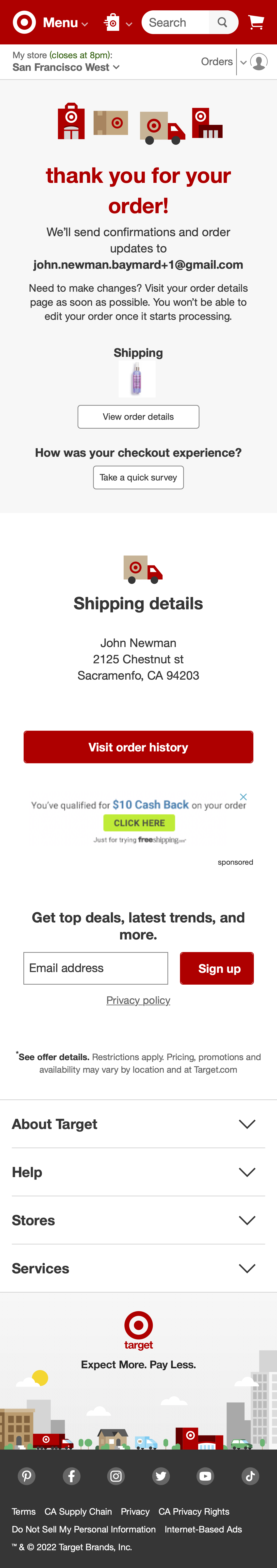 Target’s Mobile Receipt / Order Confirmation 314 of 656 Receipt