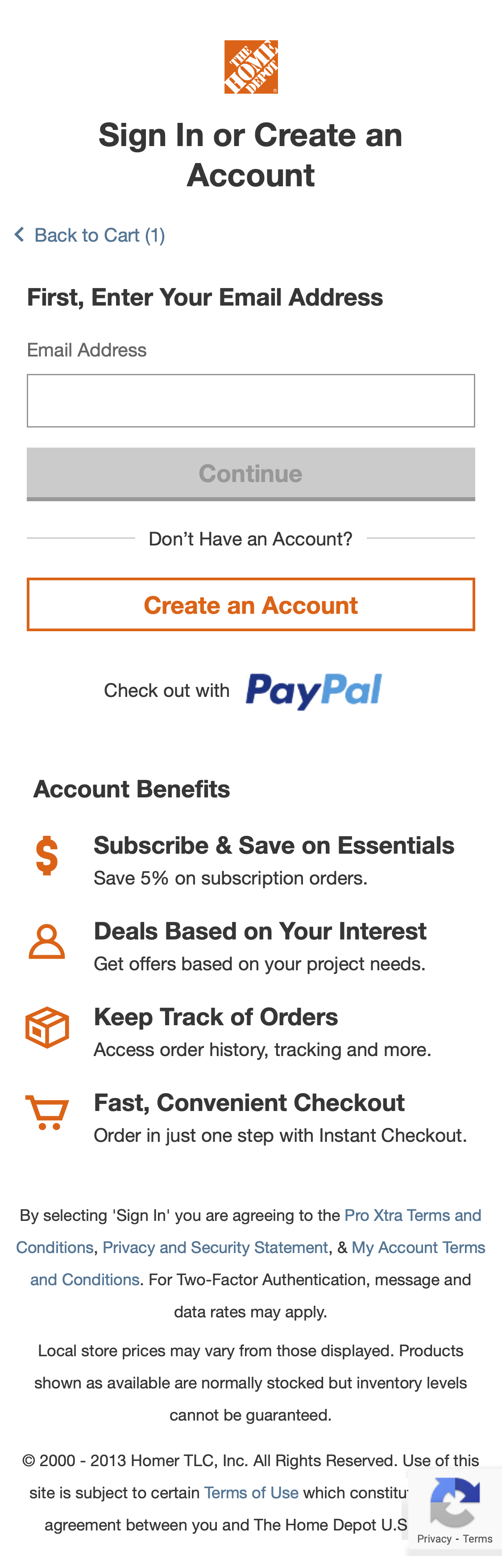 Mobile screenshot of Home Depot