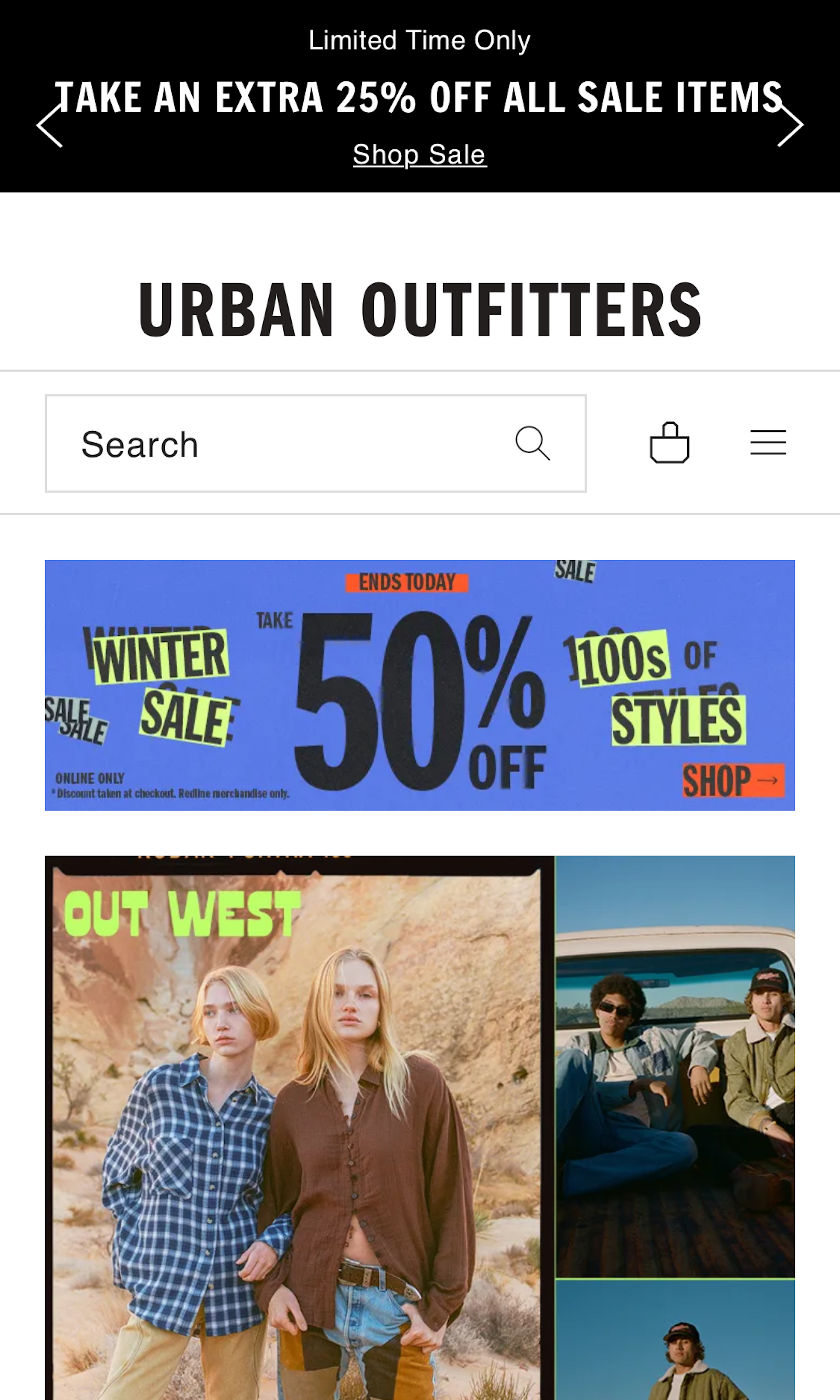 Mobile screenshot of Urban Outfitters