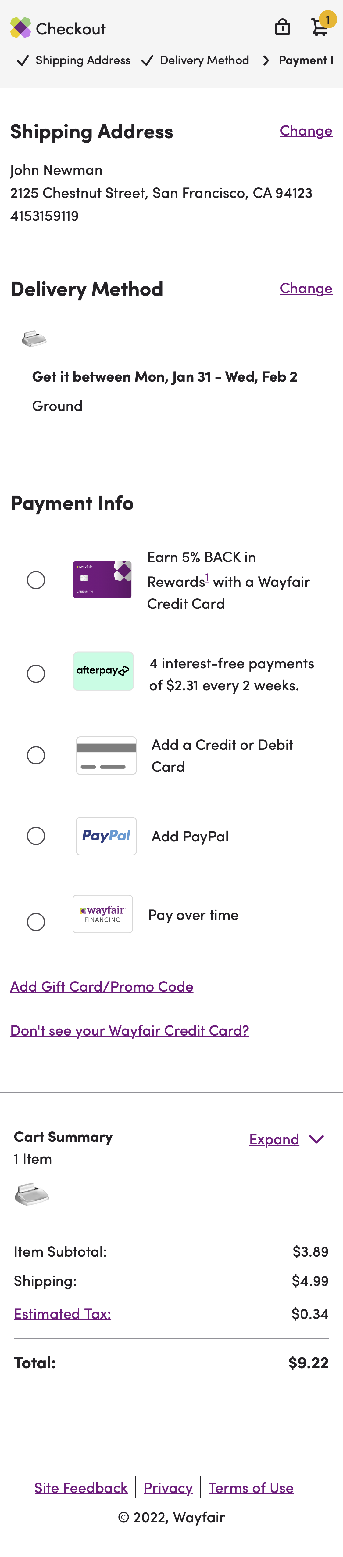 Wayfair’s Mobile Billing Address 149 of 599 Billing Address Examples Baymard Institute