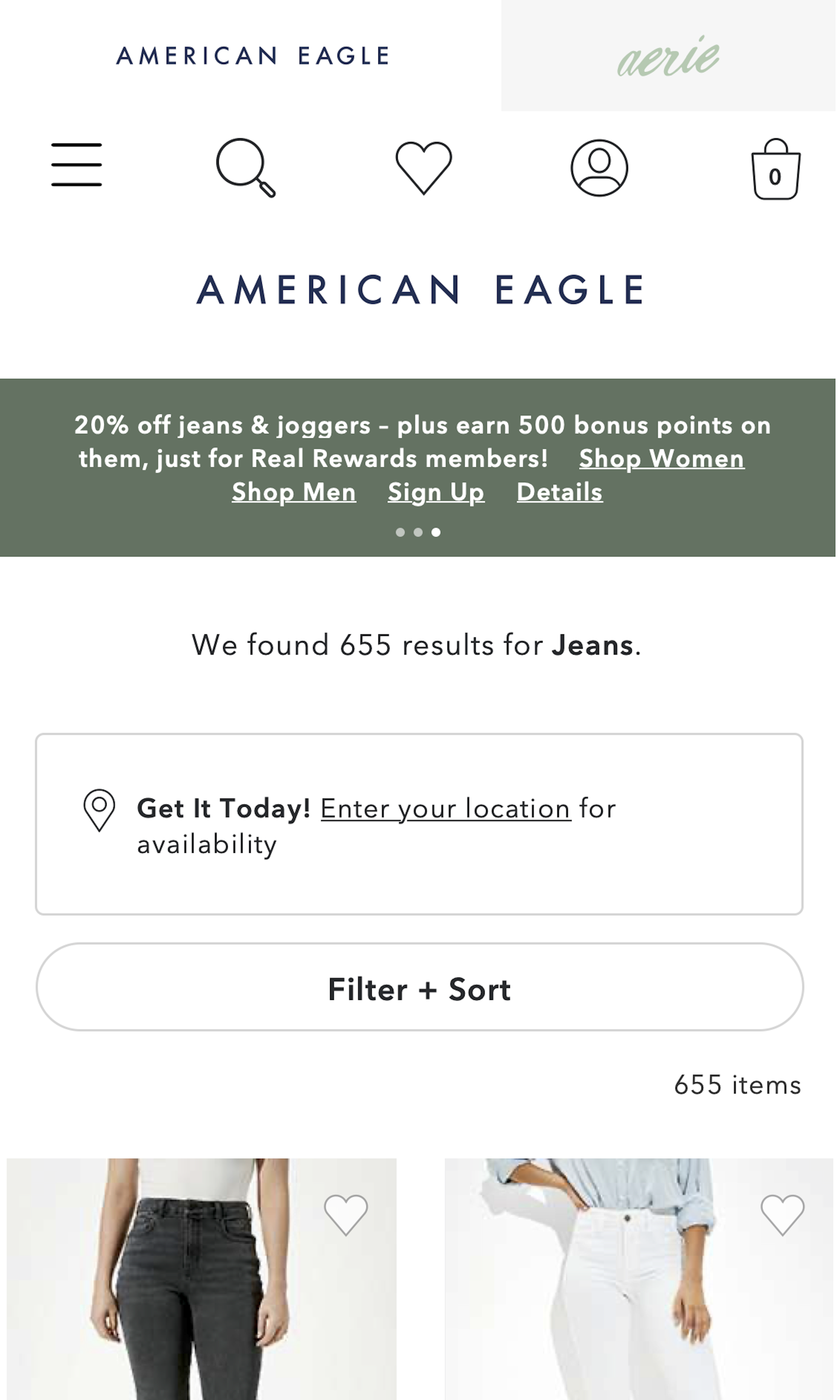 Mobile screenshot of American Eagle