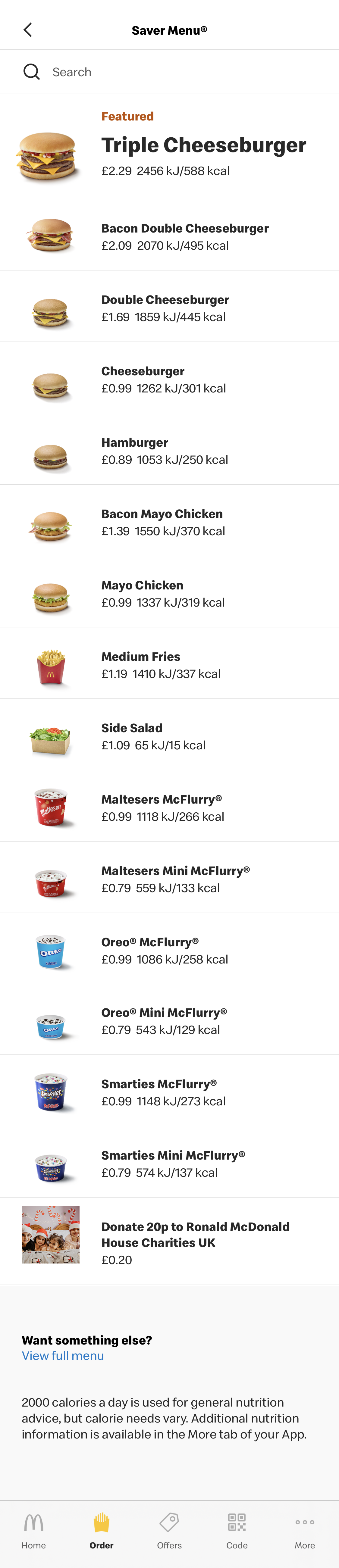 Mobile screenshot of McDonald’s