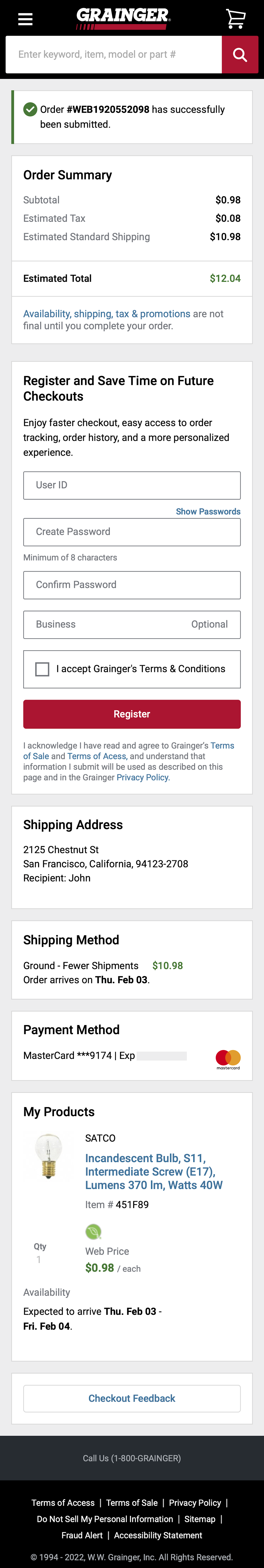 Mobile screenshot of Grainger
