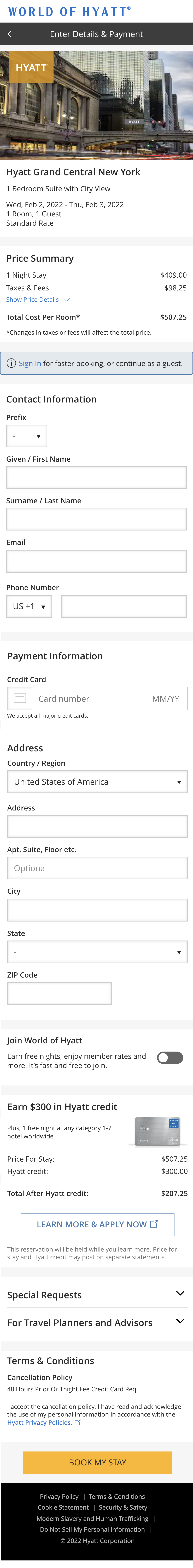 Hyatt’s Mobile Billing Address 188 of 599 Billing Address Examples