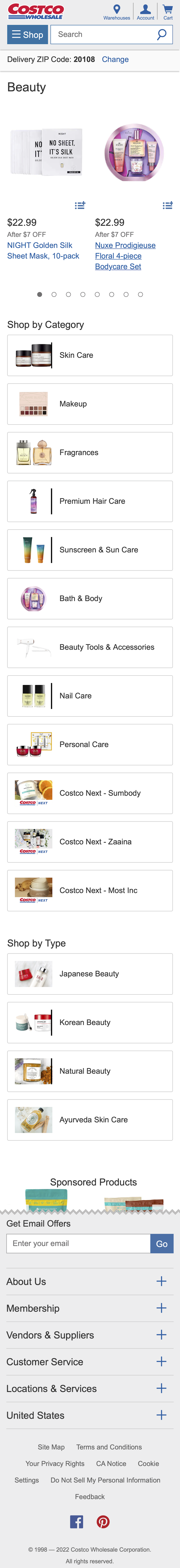 Mobile screenshot of Costco