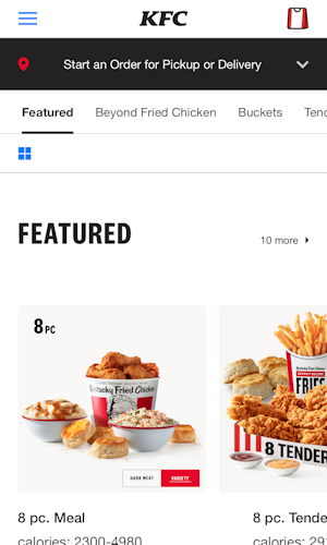 Mobile screenshot of KFC