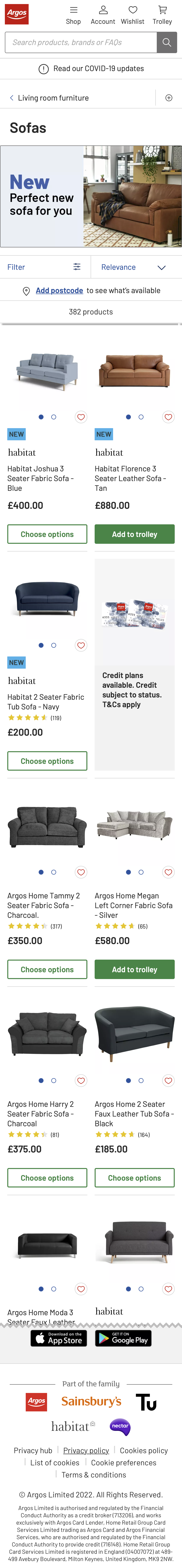 Argos’ Mobile Product List 319 of 943 Product List Examples Baymard