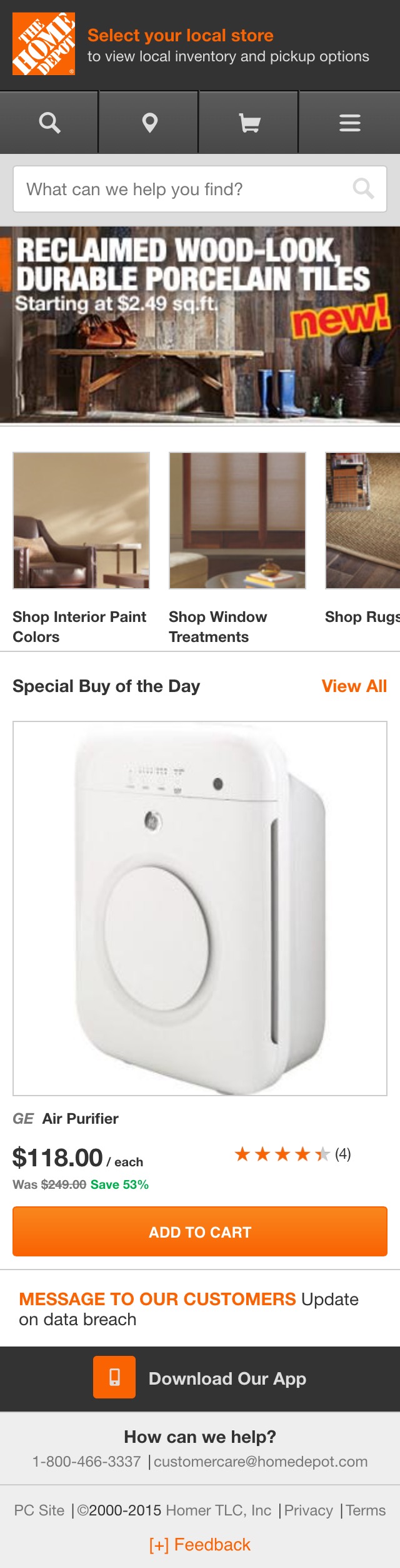 Mobile screenshot of Home Depot