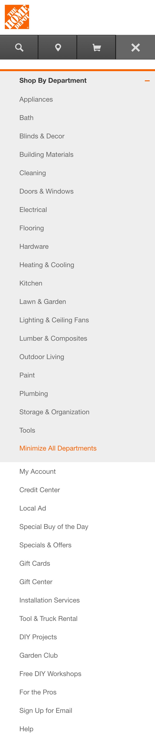 Mobile screenshot of Home Depot