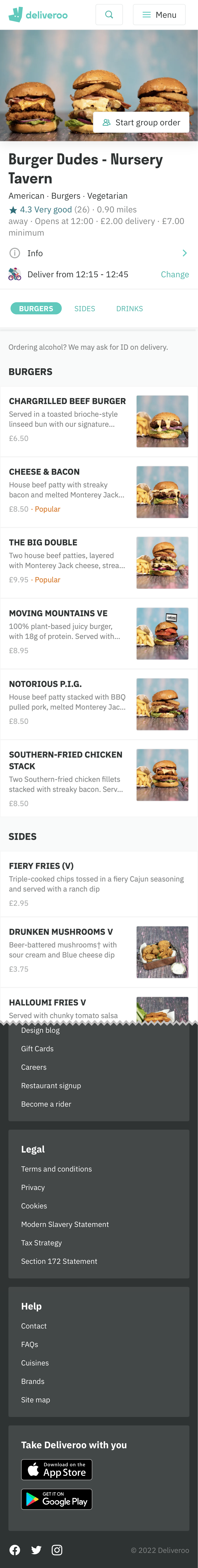 Mobile screenshot of Deliveroo