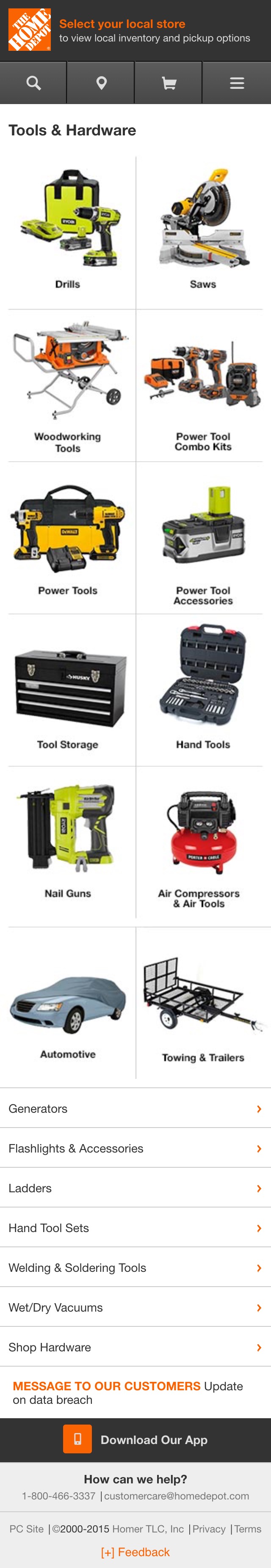 Mobile screenshot of Home Depot