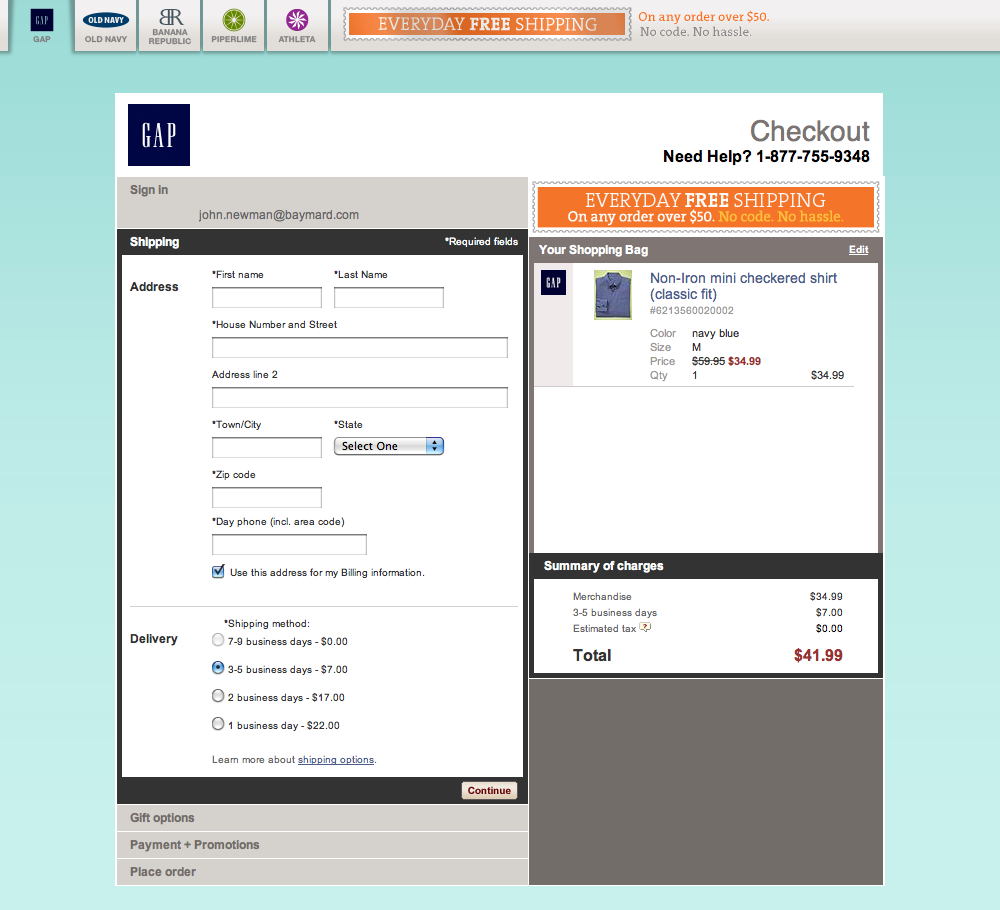 GAP’s Shipping Address 697 of 752 Shipping Address Examples Baymard