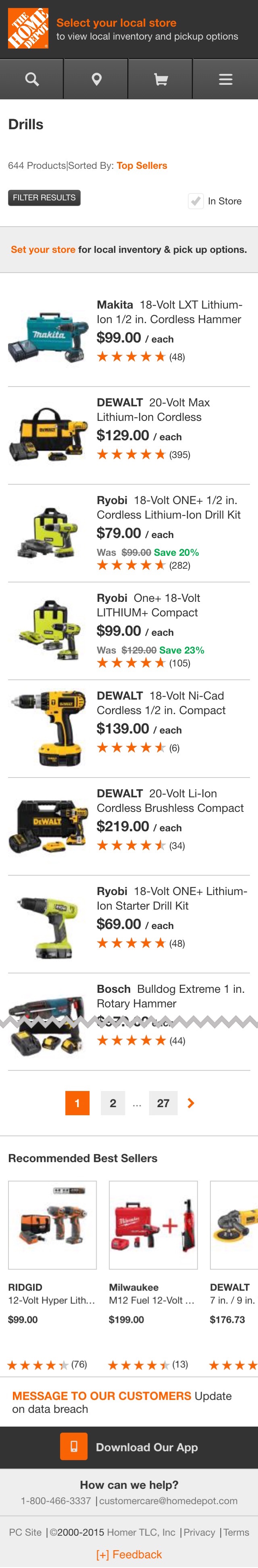 Mobile screenshot of Home Depot