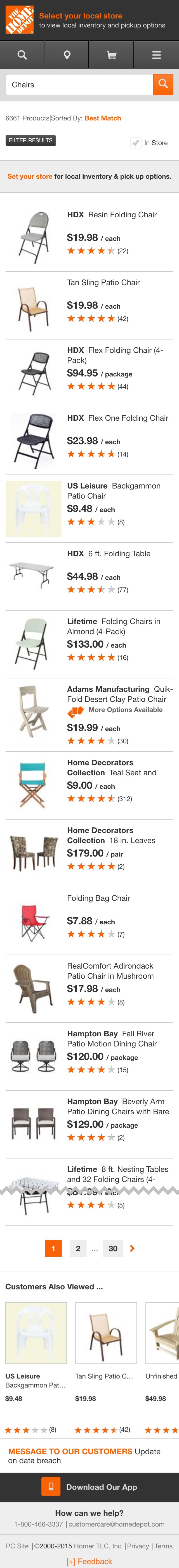 Mobile screenshot of Home Depot