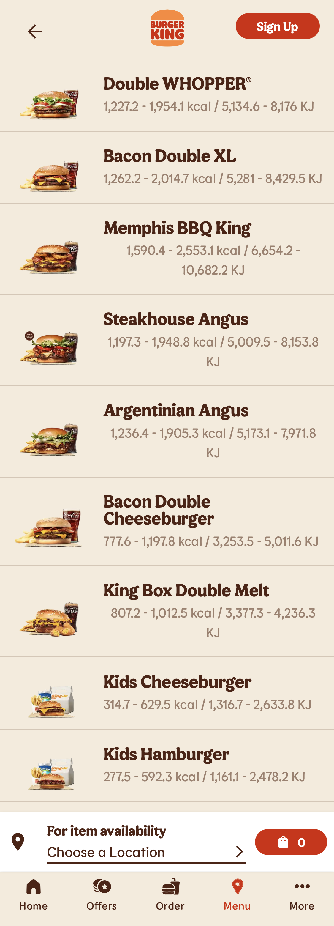 Mobile screenshot of Burger King
