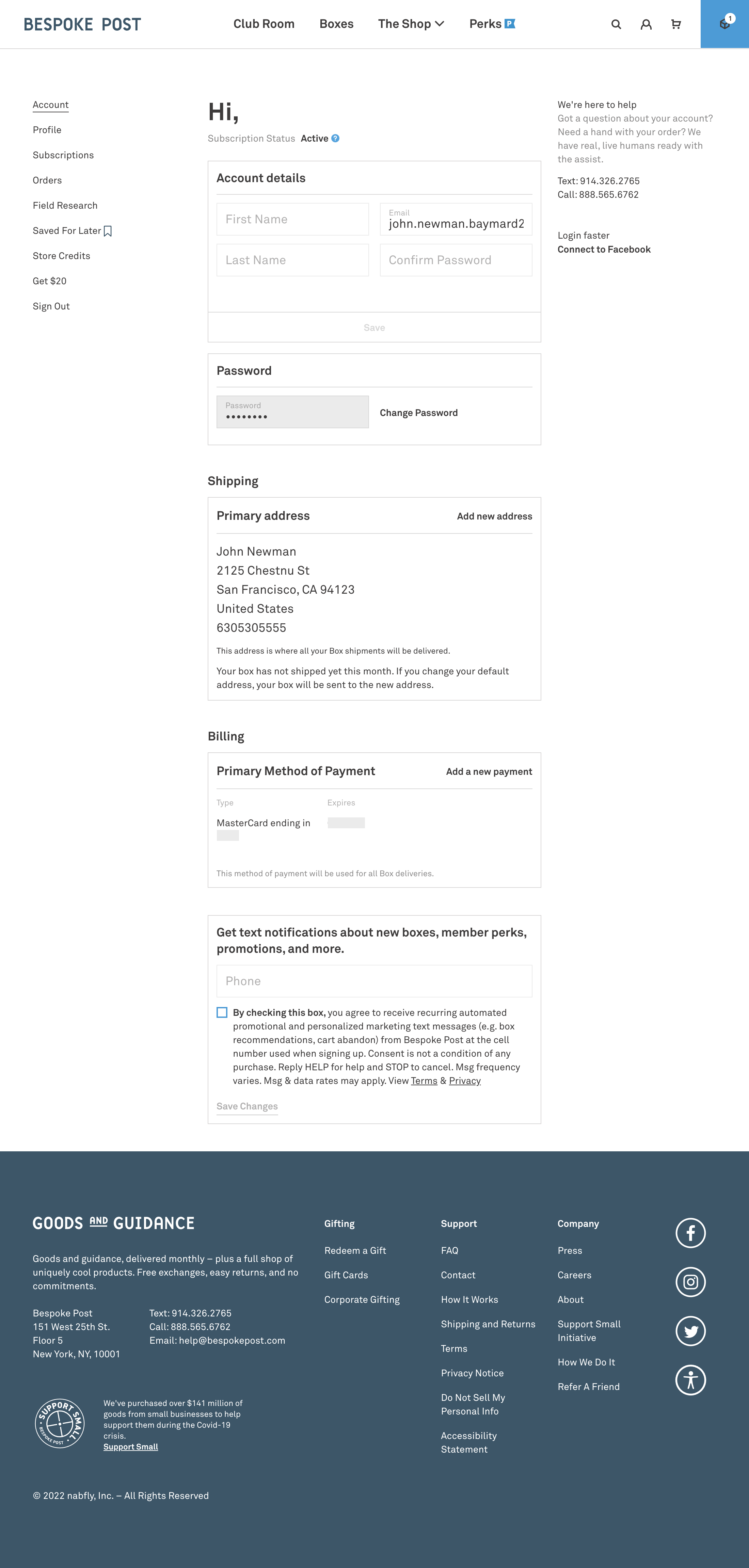 Bespoke Post’s Address Book 272 of 428 Address Book Examples