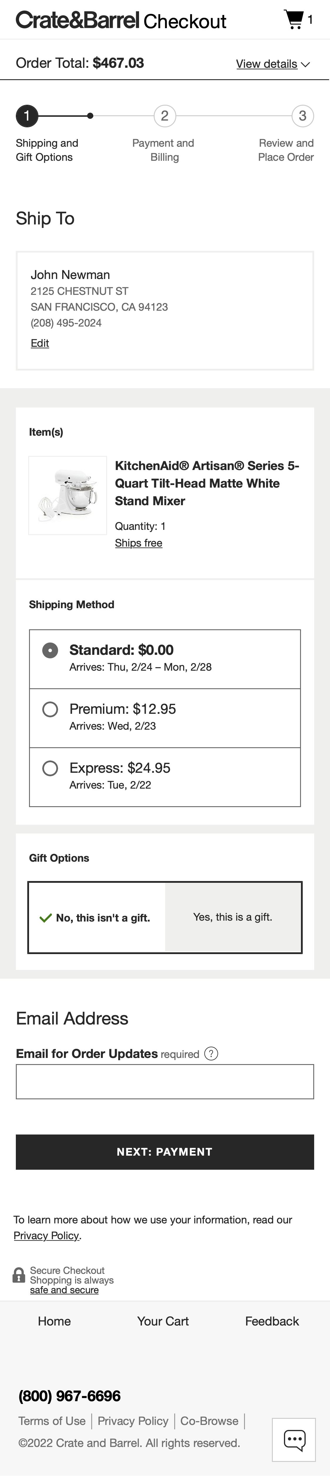 Mobile screenshot of Crate &amp; Barrel