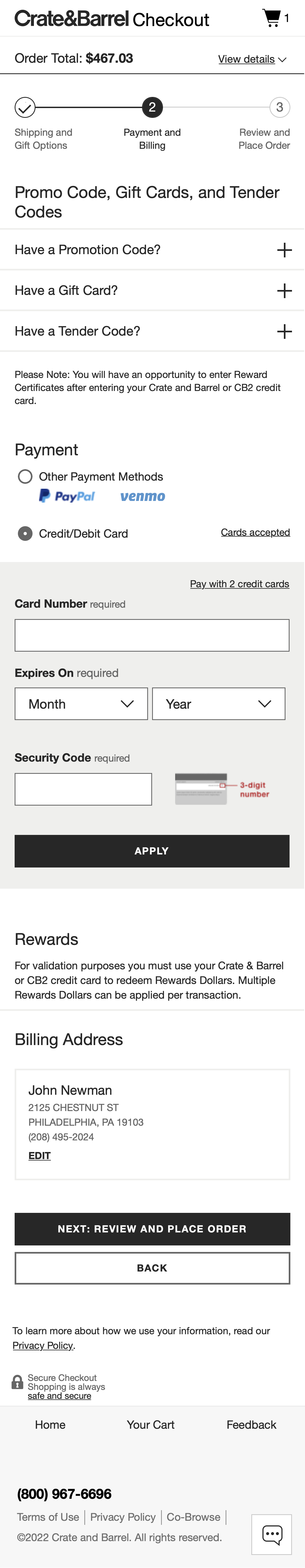 Mobile screenshot of Crate & Barrel