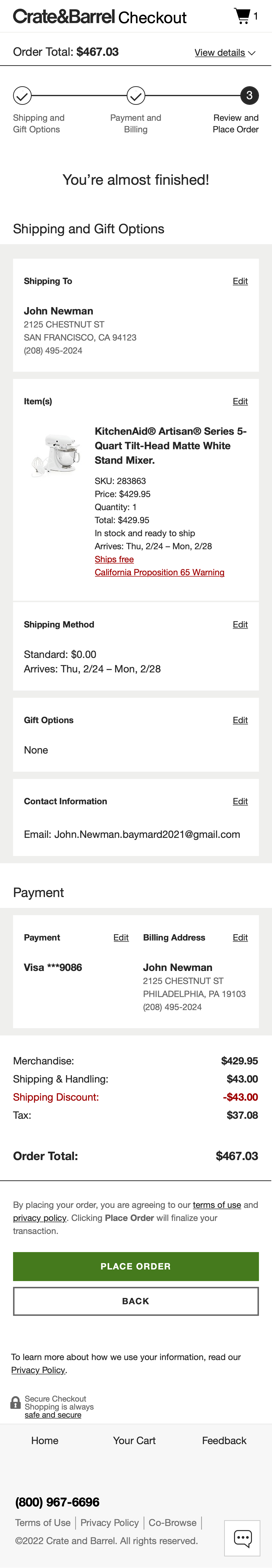 Mobile screenshot of Crate &amp; Barrel