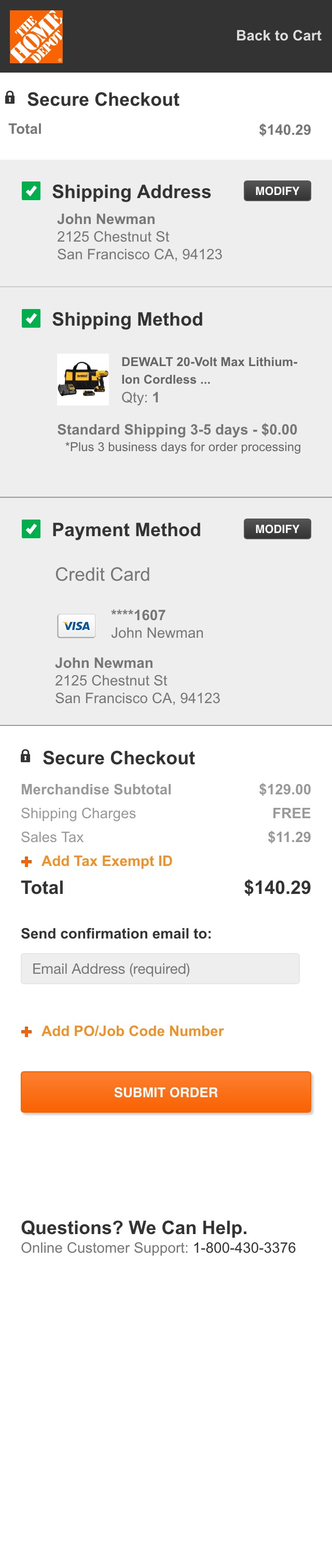 Mobile screenshot of Home Depot