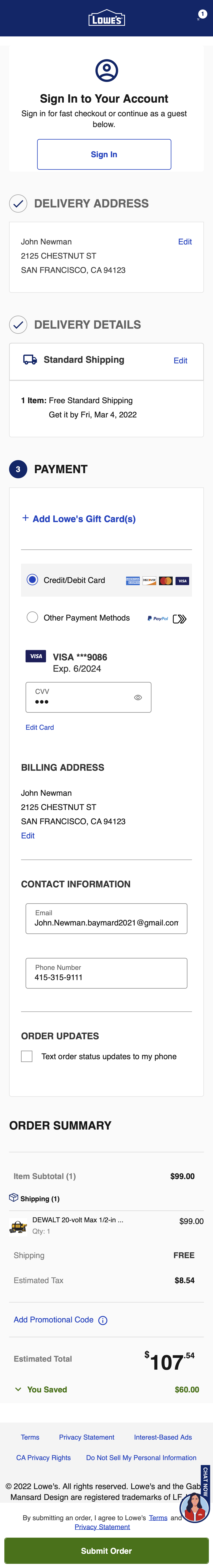 Mobile screenshot of Lowe’s