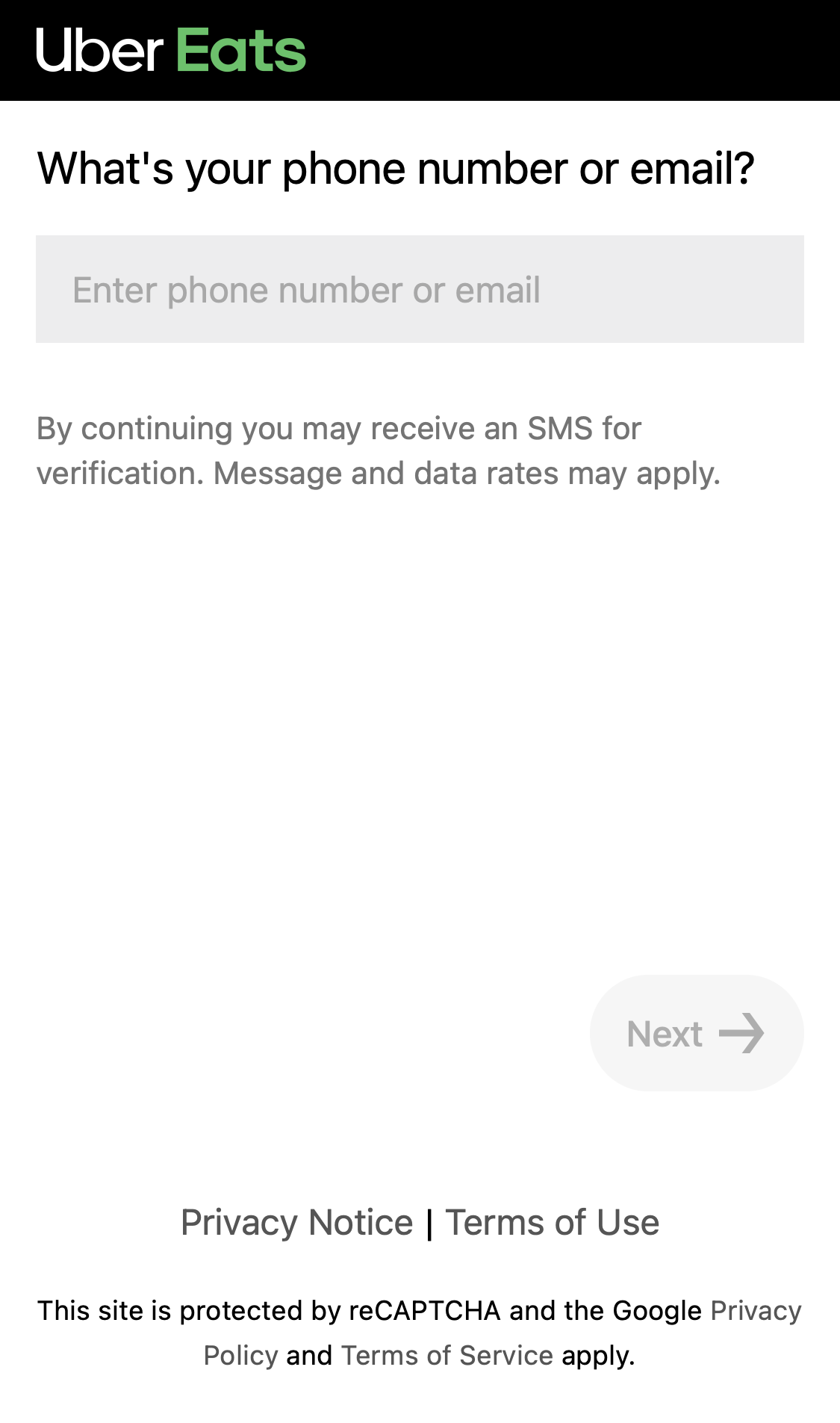 Mobile screenshot of Uber Eats