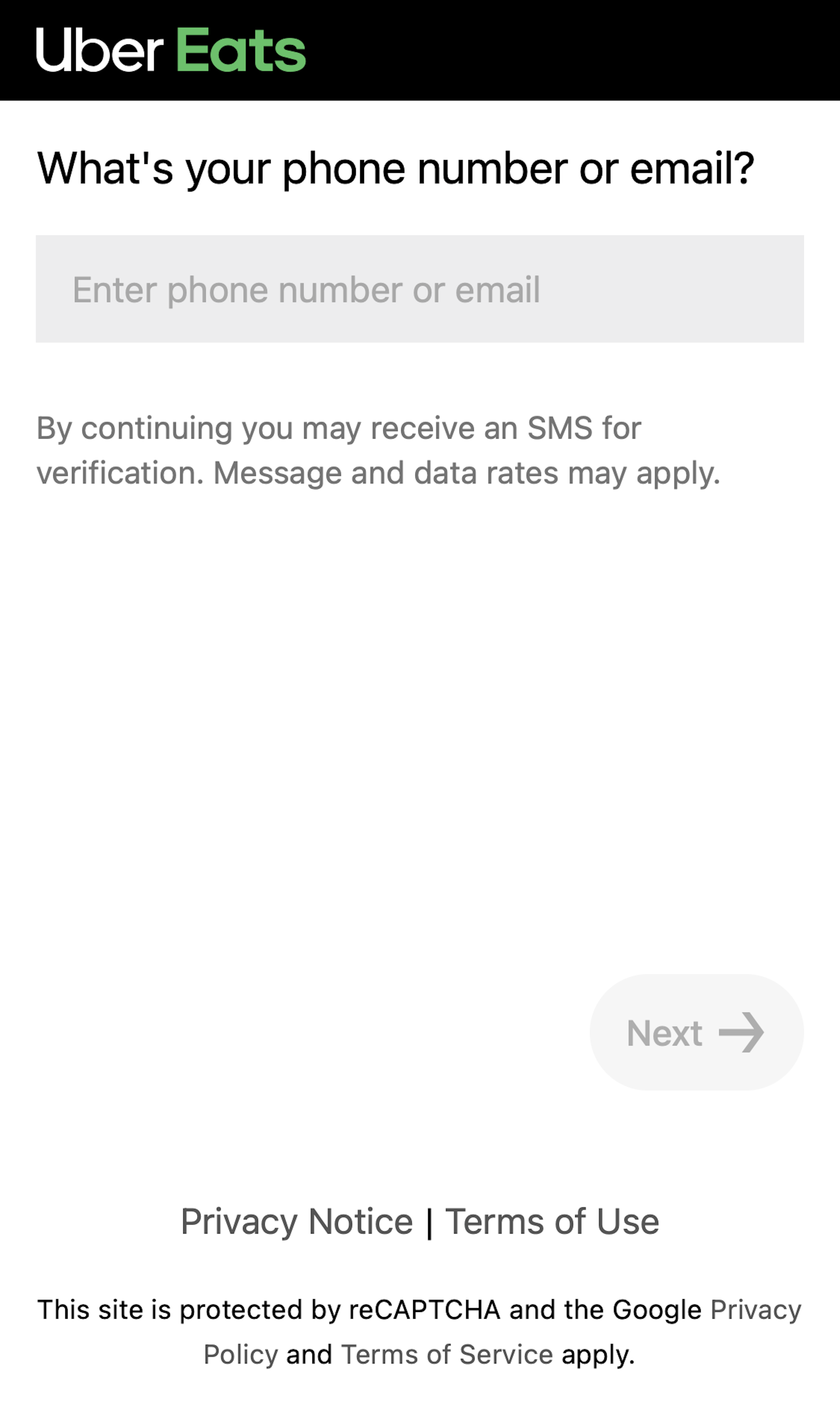 Mobile screenshot of Uber Eats