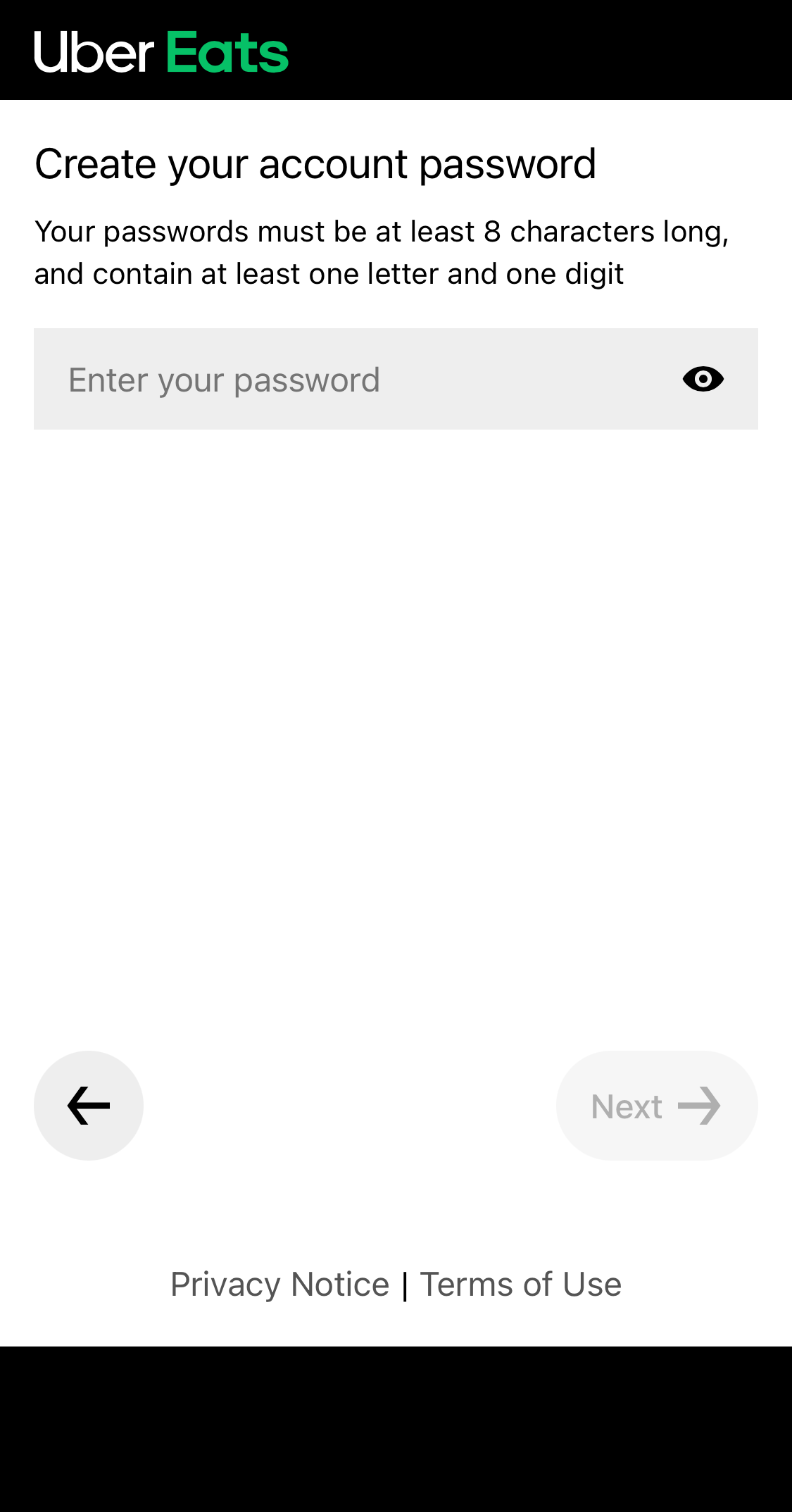 Mobile screenshot of Uber Eats