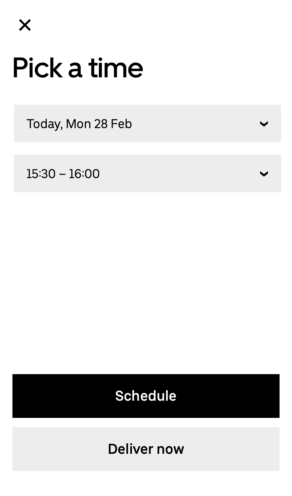 Mobile screenshot of Uber Eats