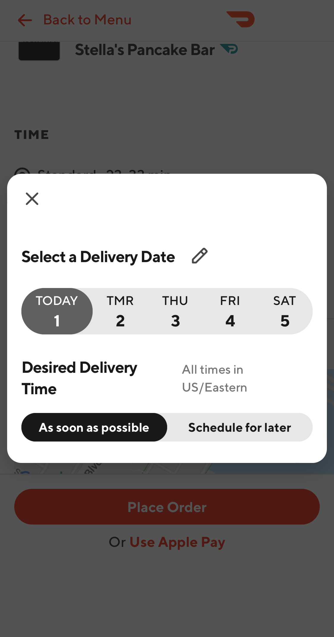 Mobile screenshot of DoorDash